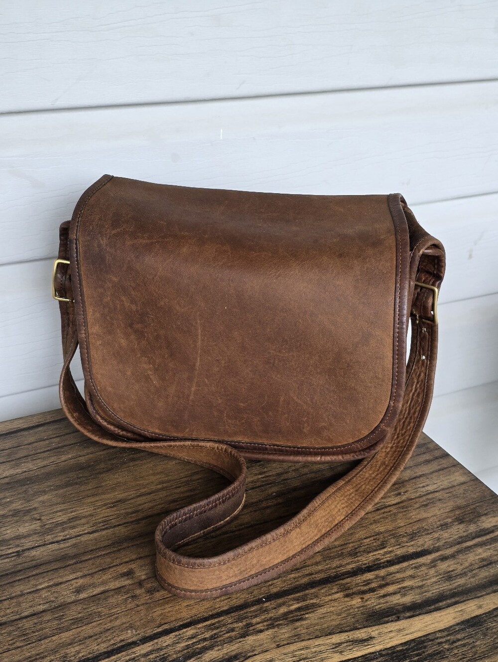 Coach Women's Dark Brown Leather Shoulder Crossbody Saddle Bag 7198